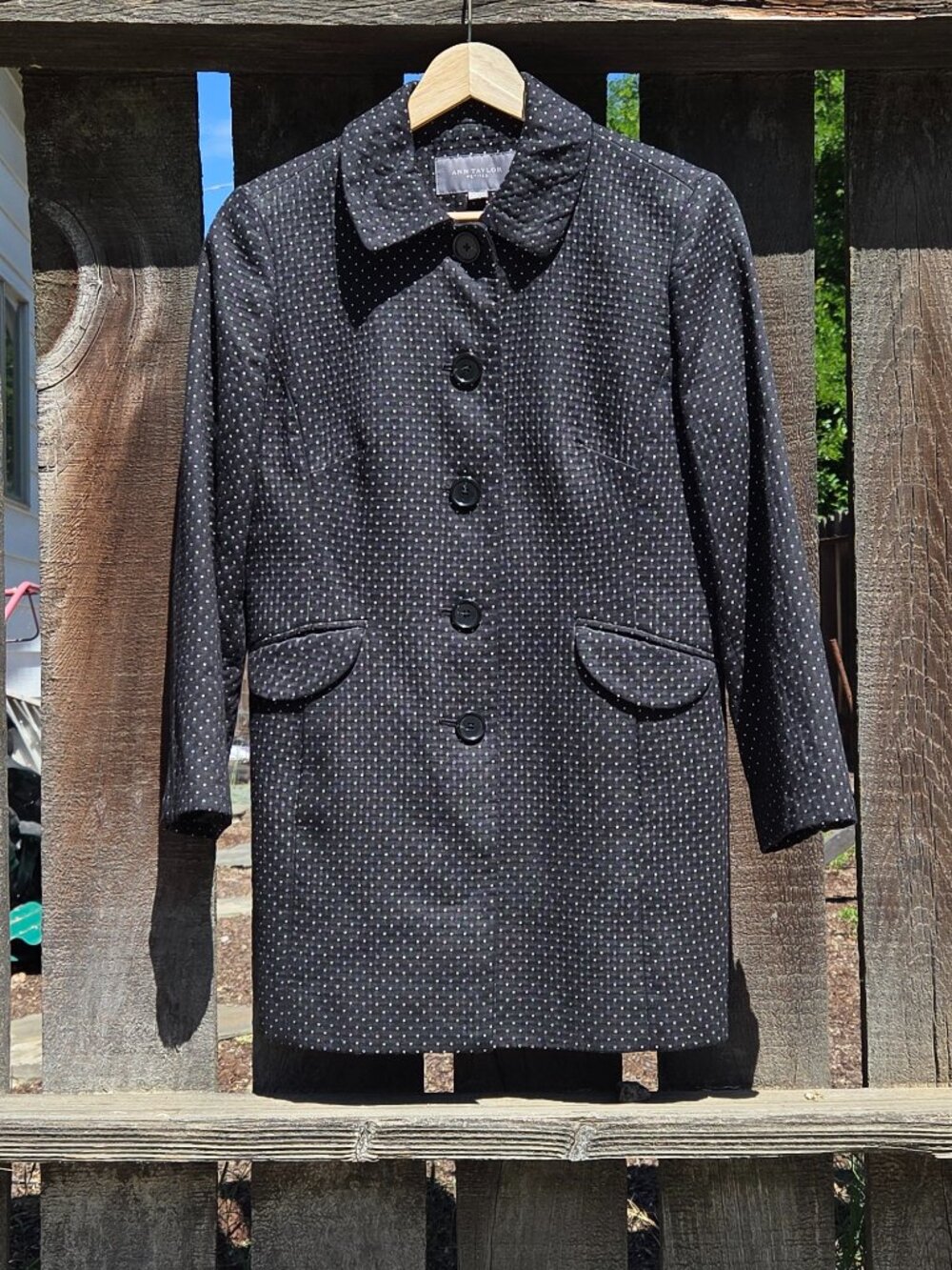 Ann Taylor dotted car coat size small petite 5P